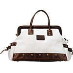 Cotton weekend bag with leather trim, Give.