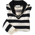 Striped sweater with hood, Lily McNeal.