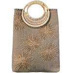 Embroidered and beaded linen bag, Vivre.