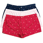 High-cut women's cotton boxers in navy, light pink and red (also in white), American Eagle Outfitters.