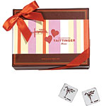 Dark chocolate with Taittinger Rosé champagne filling, Jacques Torres.