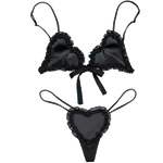 Black Label heart bra of silk, spandex and cotton and panties, also in red, La Perla.