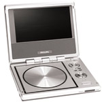 Portable DVD player with 7" LCD screen, remote control and car adapter, Philips.