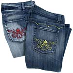 Plus-size jeans with wide drop waists and oversize, low-set back pockets, Svoboda.