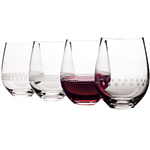 Crystal Pouring Point stemless wine glasses, Wedgwood Vera Wang.
