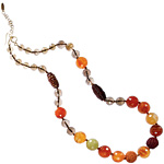 Carnelian-and-raffia necklace, Wendy Mink Jewelry.