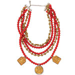 Coral necklace with gold vermeil and sterling silver, Whitney Chase.