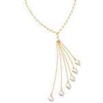 Heart-shaped faux-pearl drops on gold-filled chain, Tease
