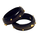 Wooden bangles with 24kt-gold vermeil, Alexis Bittar.