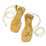 Gold tie-up sandals, Faryl Robin.
