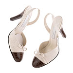 Linen slingbacks with croc-embossed, Spiegel.