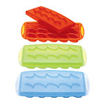 Press-and-release ice trays of plastic and flexible thermoplastic rubber (in six colors), Isi.