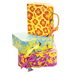 Coated-cardboard suitcases with bamboo handles, Lady Jayne.