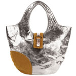 Metallic leather and suede tote, LAI.