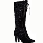 Embellished knee-high boots, Prada.