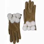 Leather gloves with mink trim and cashmere lining, Rena Lange.