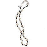 Leather necklace with sterling silver beads, Adina.
