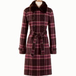 Wool and viscose with removable faux-fur collar belted coat, Liz Claiborne.