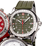 Watch with stainless-steel case set with diamonds, Patek Philippe.