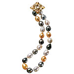 Pearl necklace with removable brooch of prasolite, citrine and diamonds in 18kt gold, David Yurman.