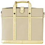 Metallic leather and microfiber laptop bag, Alex Grant.