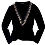 Cashmere sweater with jeweled trim, Christopher Fischer.