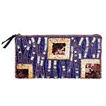 Beaded poly satin cosmetics case, Elissa Bloom.