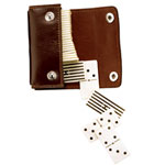 Domino set in leather pouch, Herm.