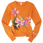 Cashmere sweater with flower print, New Scotland.