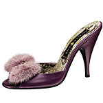 Leather slides with mink trim, Patrick Cox.