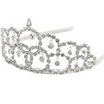 Silver-plated tiara with round drop crystals, Gingo.
