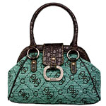 Chenille frame bag with faux-croc trim, Guess Handbags.