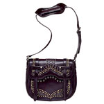 Studded leather bag with long strap, Reiss.