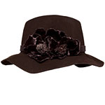 Felt fedora with calf band and satin flower, Sonia Kashuk.