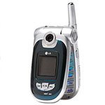 LG VX8100 cell phone, with MP3 audio player, Music-on-Demand service access, dual speakers for stereo sound, Verizon.