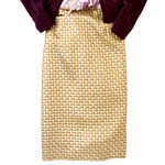 Basket-weave lamé pencil skirt, Lafayette 148 New York.