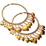 18kt-gold hoops with leaves, Amrita Singh.