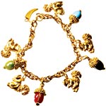 Bracelet of 22kt?gold vermeil with carnelian, hematite, jade and turquoise, Pade by Pade Vavra.