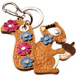 Bison-leather key chain with nickel hardware, Rafe.