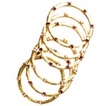 22kt-gold-plated bamboo bangles with pearls or amethysts, Pade by Pade Vavra.