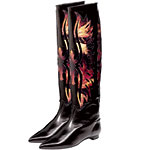 Leather with tie-dyed eagle flat boots, Devi Kroell.