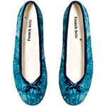 Suede with ribbon trim ballerina flats (available in September), French Sole.
