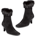 Waterproof suede with rabbit fur ankle boots (available in September), La Canadienne.
