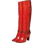 Distressed leather with buckle stacked-heel boots, Roger Vivier.