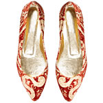 Velvet pointy-toe flats, Bettye Muller.