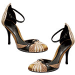 Snakeskin-and-satin pumps, Bottega Veneta.