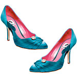 Satin pumps with Swarovski crystals, Eugenia Kim.