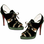Velvet stilettos with satin trim, Christian Louboutin.
