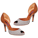 Wool and leather high-heeled pumps, Ralph Lauren Collection.