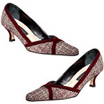 Wool tweed with suede trim kitten-heel pumps, Vanno.
